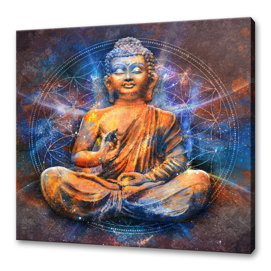 Colourful Ethnic Buddha in Lotus Pose Religious Modern Design Home ...