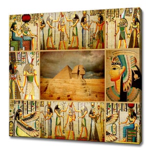 Ancient Egyptian Papyrus Pyramids Modern Design Home Decor Canvas Print Wall Art Picture