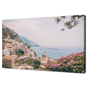 Panorama Of Positano Village In Italy Amalfi Coast Modern Design Home Decor Canvas Print Wall Art Picture Ready To Hang