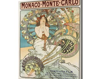 Alphonse Mucha The Monaco Monte Carlo Art Nouveau Reproduction Modern Style Canvas Print Wall Art Picture
