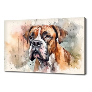 Boxer Dog Watercolour Painting Canvas Print Art, Modern Design Home Decor, Animal Pet Canvas Print Wall Art, Gift For Boxer Dog Lover