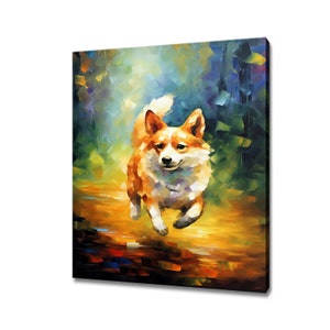 Canaan Dog Animal Canvas Print, Gift For Canaan Dog Lover, Colourful Dog Portrait Painting Print, Pet Wall Art, Canaan Dog Wall Decor