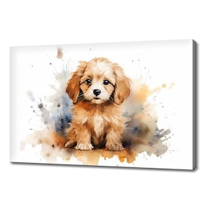 Cute Poodle Puppy Dog Watercolour Canvas Print Art, Modern Design Home Decor, Animal Pet Canvas Print Wall Art, Gift For Dog Lover
