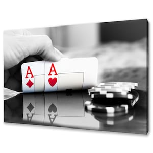 Casino Pair Of Aces Chips Cards Poker Modern Design Home Decor Canvas Print Wall Art Picture