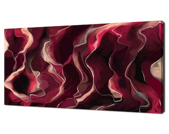 Maroon Red White Paint Swirls Abstract Modern Design Home Decor Canvas Print Wall Art Picture