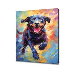 Black Labrador Retriever Dog Animal Canvas Print, Gift For Labrador Dog Lover, Colourful Dog Portrait Painting Canvas Print, Dog Wall Art