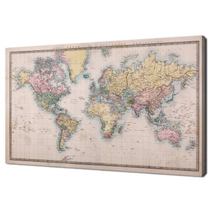 Ancienne carte du vieux monde sur Mercators, projection géographique, Design moderne, décoration de bureau à domicile, impression sur toile, art mural, photo, tenture murale