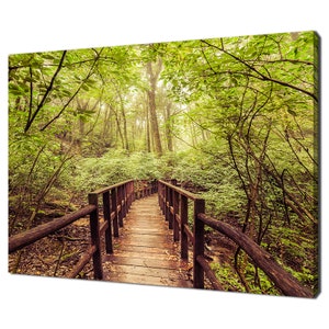 Wooden Bridge In The Green Forest Modern Design Home Decor Canvas Print Wall Art Picture Wall Hanging