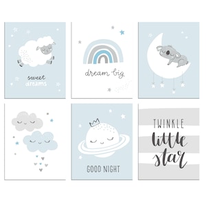 Baby Boy Room Blue Decoration Nursery Many Designs Modern Canvas Print Wall Art Picture