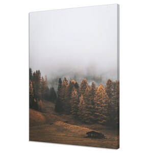 Old Abandoned House In A Foggy Mountains Trees Modern Design Home Decor Canvas Print Wall Art Picture
