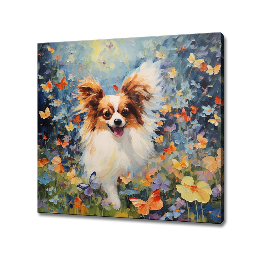 PXTIDY Kosmetiktasche Mit Papillon-Motiv – Geschenk Für Hundeliebhaber, Wasserdicht, Reißverschluss, Beige