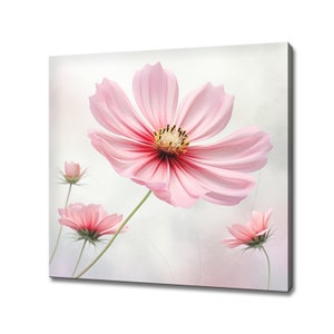 Pink Cosmos Flower Close Up Canvas Print Wall Art, Modern Floral Design Home Decor, Botanical Flowers Wall Art, Gift For Flowers Lover