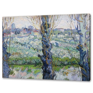 Ansicht von arles, blühende Obstgärten (1889) von Vincent Van Gogh Reproduktion Hauptdekor Leinwand-Druck-Wand-Kunst, die zum Aufhängen bereit ist