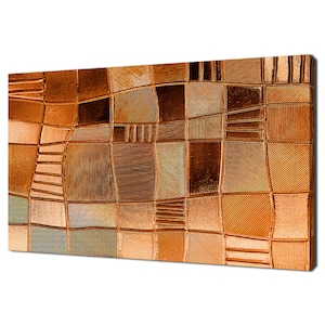 Copper Golden Metallic Stained Glass Modern Design Home Decor Canvas Print Wall Art Picture