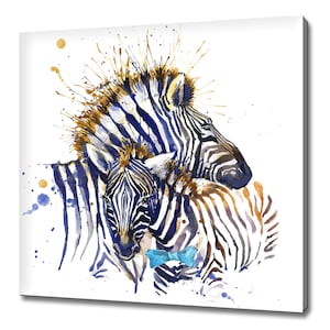 Zebras Casal Aquarela Tinta Respingos Animal Design Moderno Decoração de Casa Impressão em Tela Arte de Parede Imagem Pendurada na Parede