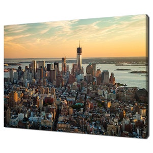 Sunset Over New York City One World Trade Center Modern Design Home Decor Canvas Print Wall Art Picture Wall Hanging