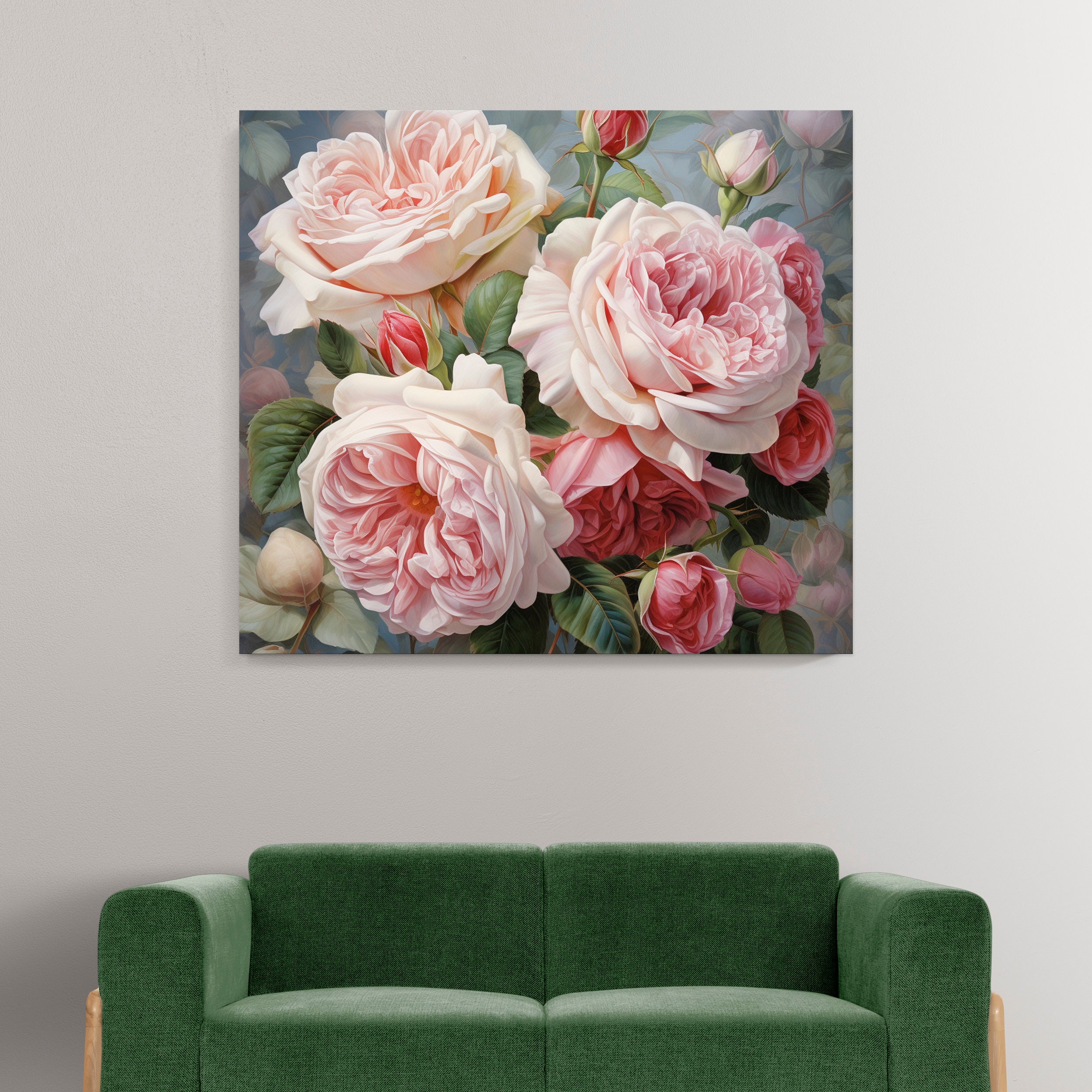 Pastel Pink Roses Flowers Canvas Print Wall Art, Modern Floral Design ...