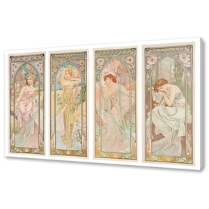 Alphonse Mucha The Times Of The Day Art Nouveau Reproduction Single Panel Modern Style Canvas Print Wall Art Picture