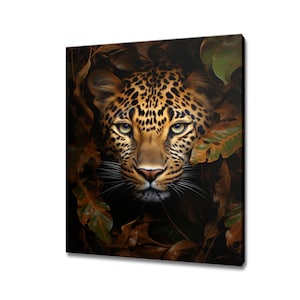 Leopard Portrait Animal Canvas Print, Gift For Leopard Lover, Leopard Home Decor Wild Cat Wall Art Portrait Print, Artwork For Nature Lovers