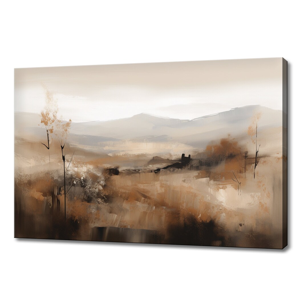 Trees by the River Abstract Landscape Vintage Painting Style Canvas ...