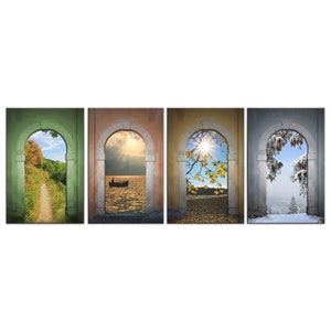 Four Seasons Nature Landscapes 4 Panels Modern Canvas Print Wall Art Picture