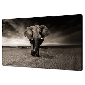 African Elephant Walking In The Desert Brown Modern Design Home Decor Canvas Print Wall Art Picture