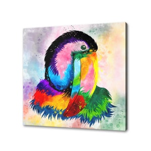 Toucan Bird Colourful Watercolour Abstract Modern Design Home Decor Canvas Print Wall Art Picture