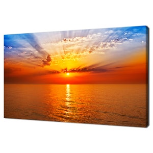 Beautiful Orange Sunrise In The Sea Modern Design Home Decor Canvas Print Wall Art Picture Wall Hanging