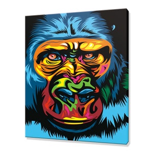 Colourful Ape Gorilla Abstract Modern Design Pet Home Decor Canvas Print Wall Art Picture