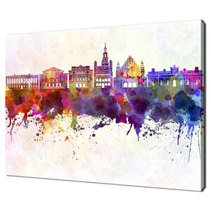 Pintura de acuarela del horizonte colorido de Poznan Poznań Diseño moderno Decoración del hogar Impresión en lienzo Arte de pared Imagen para colgar en la pared