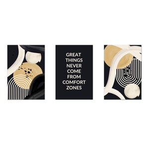 Great Things Never Come From Comfort Zone, Boho Wall Art Prints, Nordic Wall Decor, Set Of 3 Prints Modern Canvas Print Wall Art Home Decor