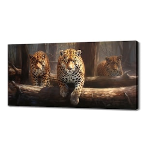Majestic Jaguar Family Canvas Print, Wild Cats Inspired Art, Enchanting Animals Canvas Wall Art, Wildlife Home Decor, Animals Picture Print