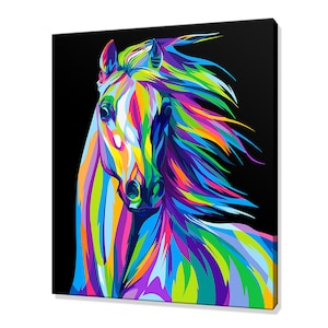 Colourful Elegant Horse Abstract Modern Design Pet Home Decor Canvas Print Wall Art Picture