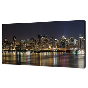 Panoramic View Of Manhattan New York City At Night Modern Design Home Decor Canvas Print Wall Art Picture