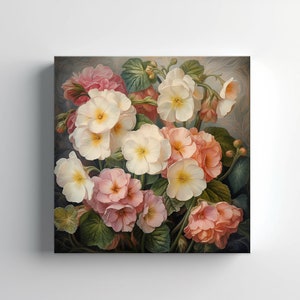 Primrose Flowers Bouquet Canvas Print Wall Art, Modern Floral Design ...
