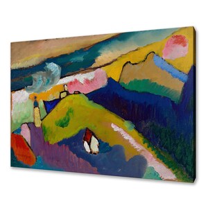 Wassily Kandinsky Murnau Mountain Landscape With Church (1910) Classic Design Abstract Decor Reproduction Canvas Print Wall Art