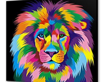 Colourful Abstract Lion Animal Modern Design Home Decor Canvas Print Wall Art Picture Wall Hanging