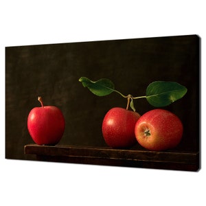 Three Red Apples Fruits Kitchen Modern Design Home Decor Canvas Print Wall Art Picture Wall Hanging