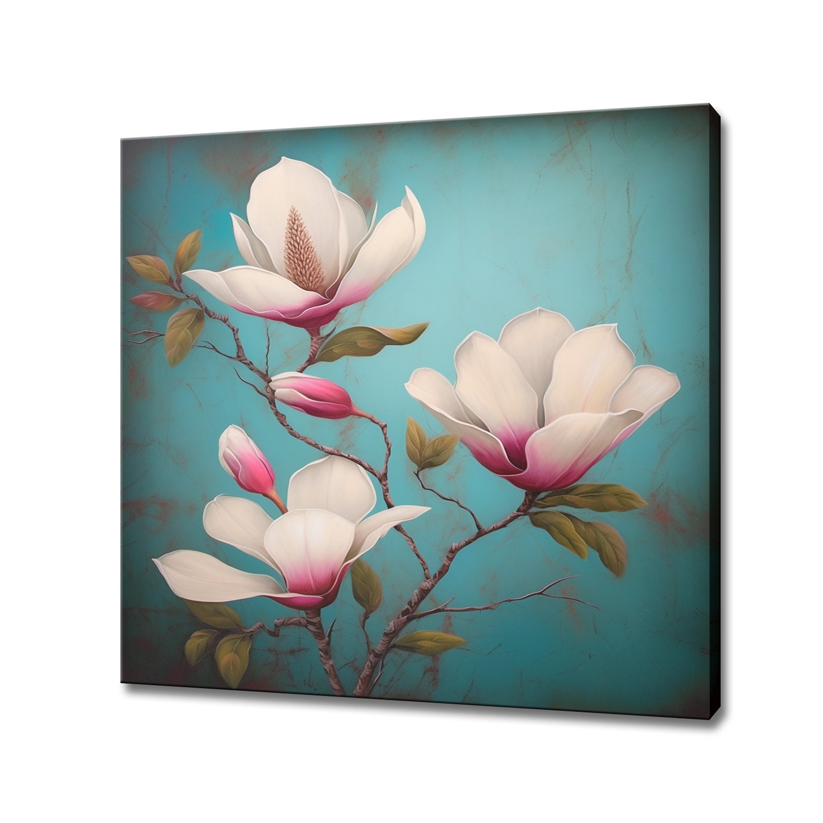 Wit roze magnolia bloemen brunch canvas print kunst aan de muur, modern  bloemdessin interieur, botanische muurkunst, cadeau voor bloemenliefhebber  - Etsy België, image size:1600x1600