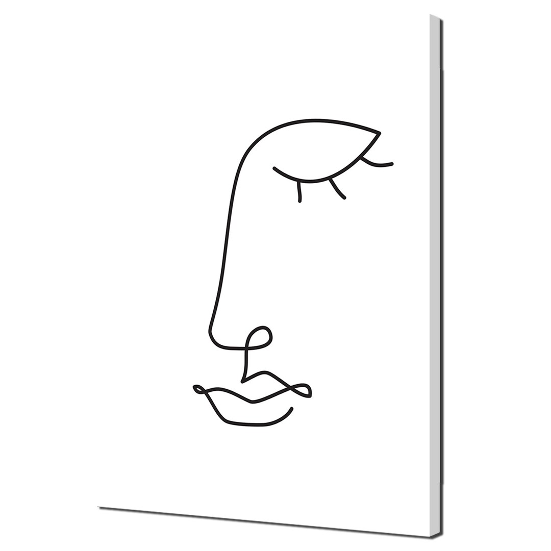 Abstract Face One Line Drawing Minimal Design Canvas Print Wall Art ...