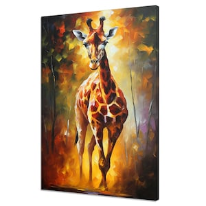 Colourful Giraffe In The Forest Animal Modern Painting Style Design Home Decor Canvas Print Wall Art Picture