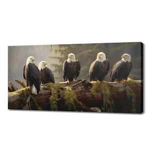 Eagles Family Canvas Print, Wildlife Inspired Art, Enchanting Animals Canvas Wall Art, Wildlife Home Decor, Majestic Birds Picture Print