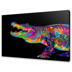 Colourful Crocodile African Reptile Animal Modern Design Home Decor Canvas Print Wall Art Picture