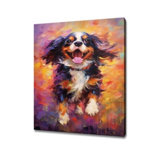 Cavalier King Charles Spaniel Dog Animal Canvas Print, Colourful Dog Portrait Painting Canvas Print, Gift For Spaniel Dog Lover, Dog Art