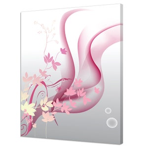 Beautiful Abstract Pink White Flowers Leaves Waves Modern Floral Design Home Decor Canvas Print Wall Art Picture