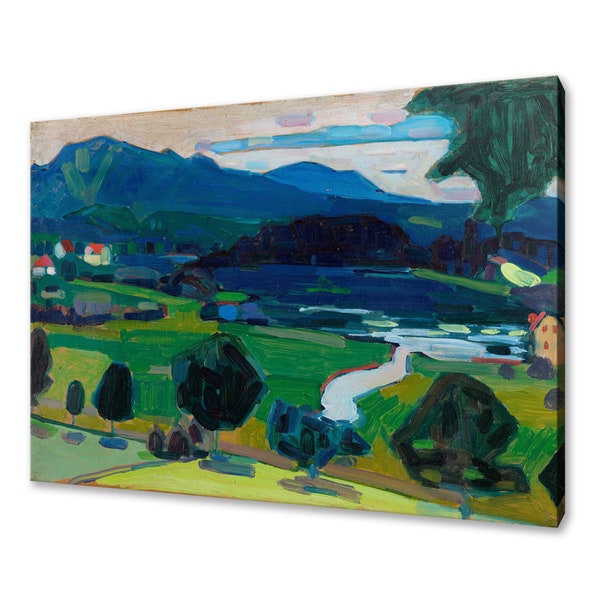 Wassily Kandinsky Murnau, vue sur le lac de Staffel (1908) Design classique, décoration abstraite, reproduction, impression sur toile, art mural