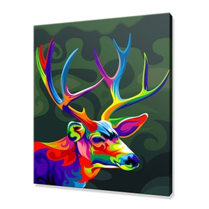 Colourful Stag Deer Animal Modern Abstract Design Home Decor Canvas Print Wall Art Picture