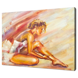 Beautiful Sitting Ballerina Ballet Dancer Oil Painting Style Modern Design Home Decor Canvas Print Wall Art Picture