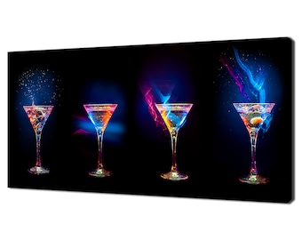 Colourful Bright Martini Coctails Drinks Kitchen Modern Design Home Decor Canvas Print Wall Art Picture