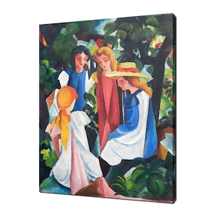 Four Girls (1912–1913) August Macke Reproduction Modern Design Impressionism Painting Canvas Print Home Decor Wall Art Picture
